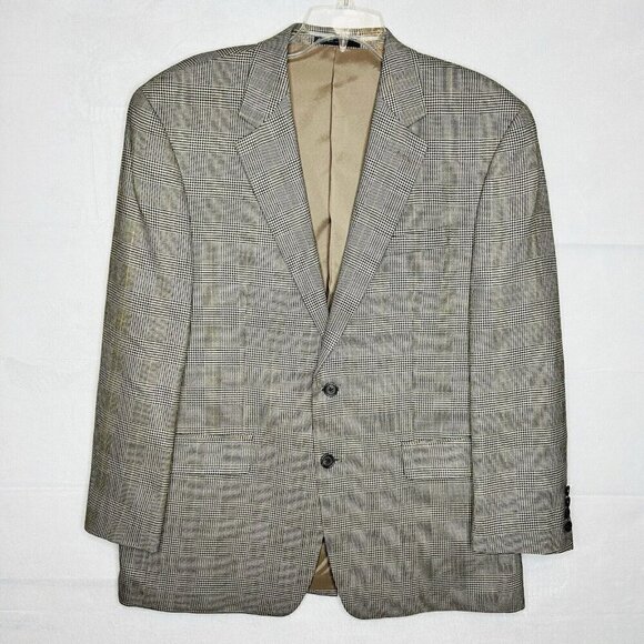 Lauren Ralph Lauren Other - Lauren Ralph Lauren 2-Button Silk Wool Suit 42R Houndstooth Plaid Tan